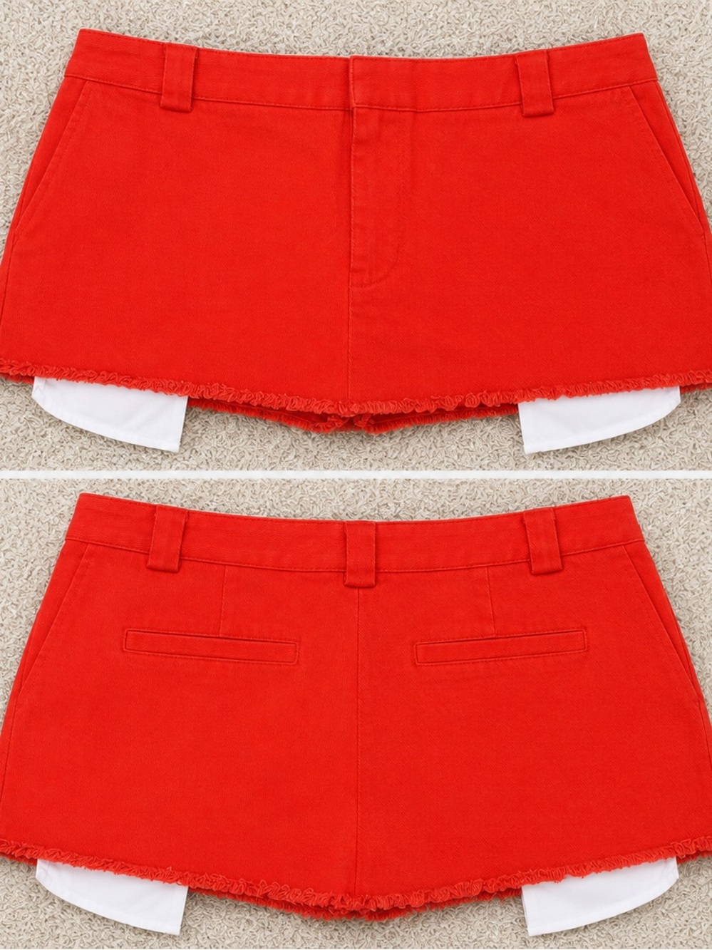 Women’s Orange Frayed Hem Mini Skirt